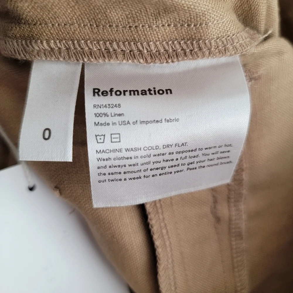 Reformation Norman Pant in Khaki size 0 NWT